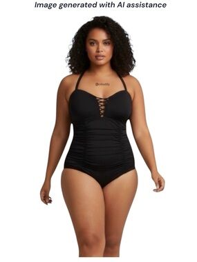 Torrid 4X black wireless lattice multiway straps swimsuit